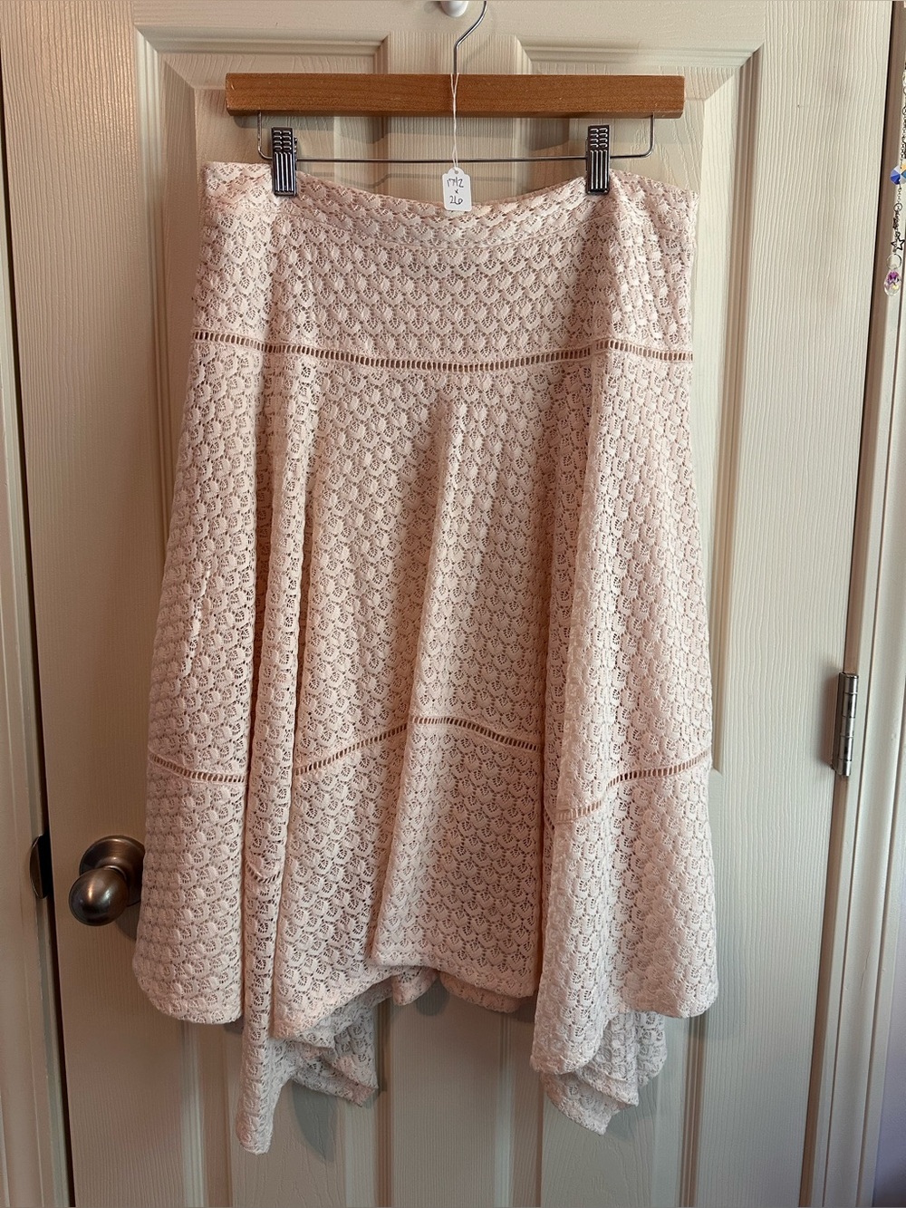 Asymmetrical Crochet Midi Skirt in cream